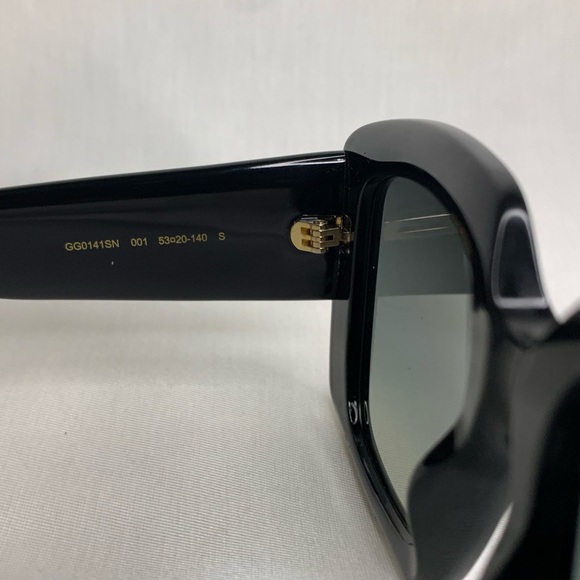 Gucci Sunglasses GG0141S 001 Black Optyl Frame Gold GG logo - Picture 5 of 7